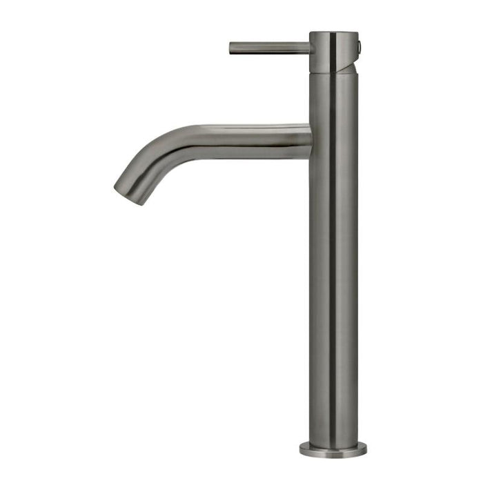 Meir Piccola Tall Basin Mixer Tap with 130mm Spout - Shadow Gunmetal-blue-leaf-bathware