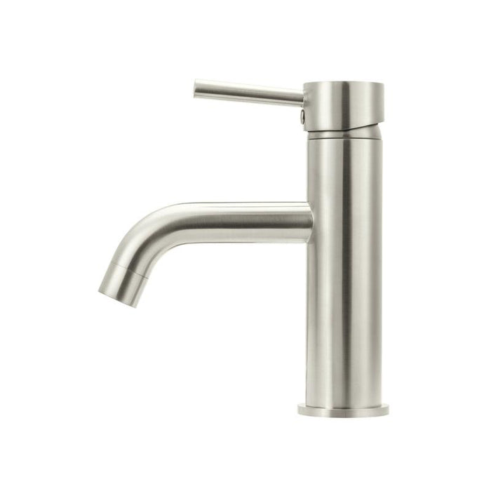 Meir Round Basin Mixer Curved - PVD Brushed Nickel-blue-leaf-bathware