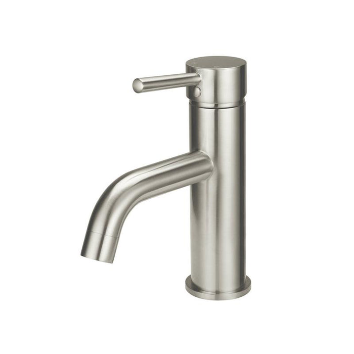 Meir Round Basin Mixer Curved - PVD Brushed Nickel-blue-leaf-bathware