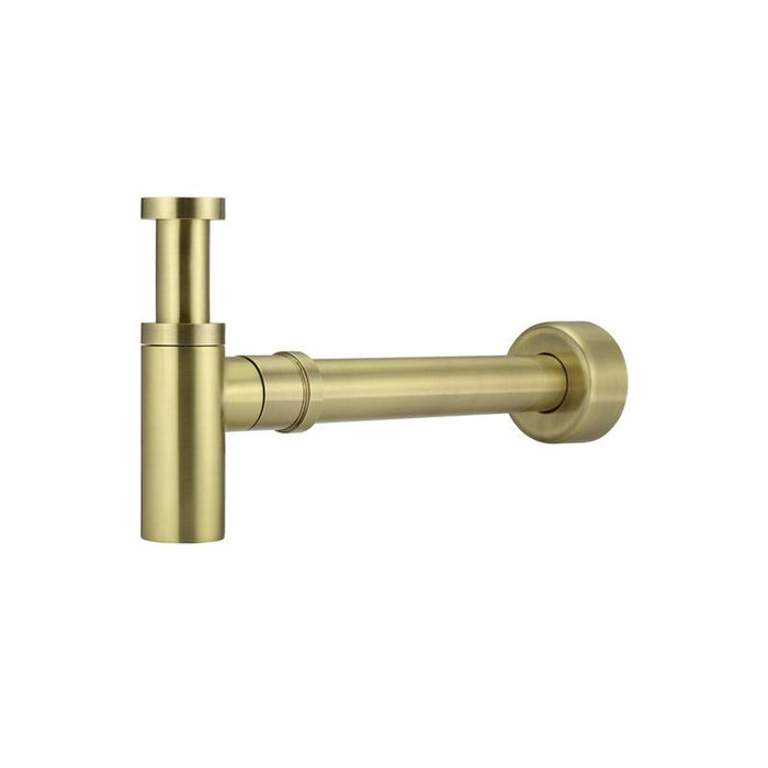 Meir Round Bottle Trap for 32mm basin waste and 40mm outlet - PVD Tiger Bronze-blue-leaf-bathware