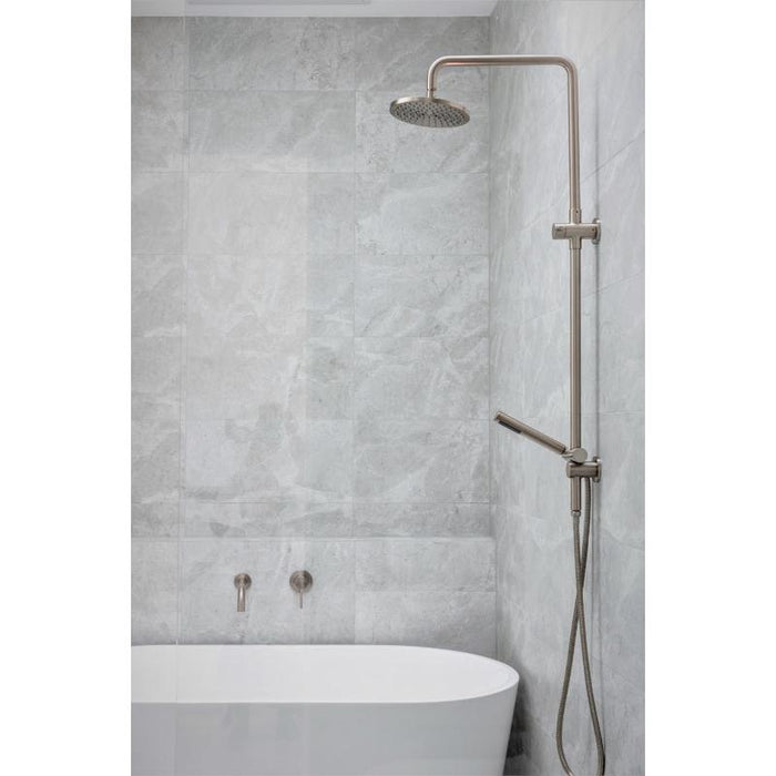 Meir Round Combination Shower Rail, 200mm Rose, Single Function Hand Shower - Champagne-blue-leaf-bathware