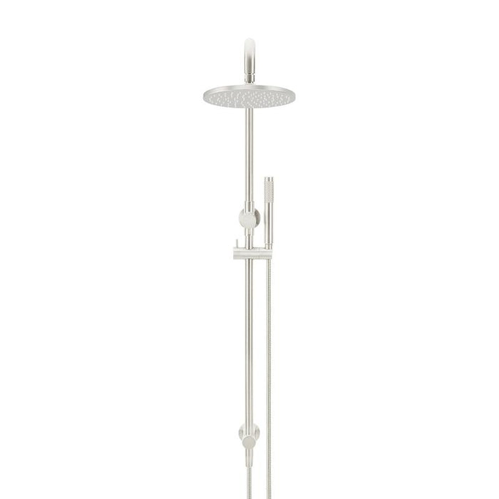 Meir Round Combination Shower Rail, 200mm Rose, Single Function Hand Shower - PVD Brushed Nickel-blue-leaf-bathware