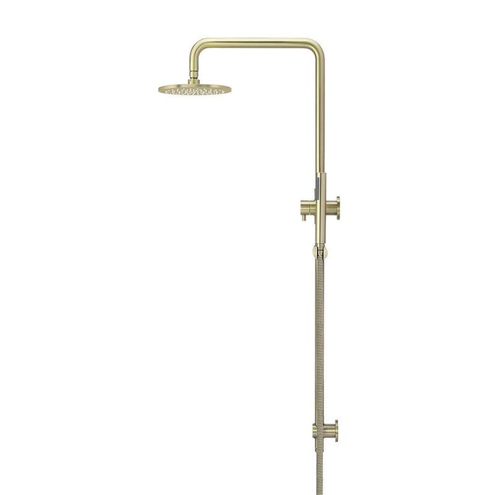 Meir Round Combination Shower Rail, 200mm Rose, Single Function Hand Shower - PVD Tiger Bronze-blue-leaf-bathware