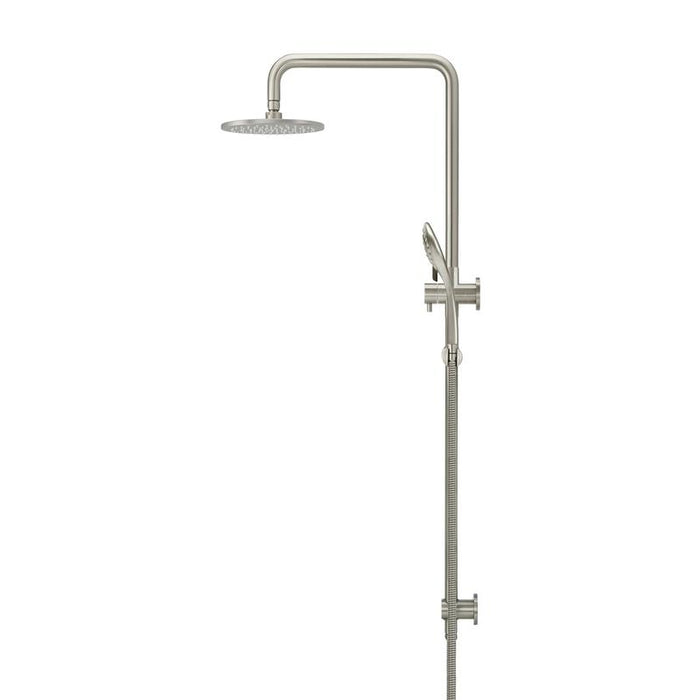 Meir Round Combination Shower Rail 200mm Rose, Three Function Hand Shower - PVD Brushed Nickel-blue-leaf-bathware