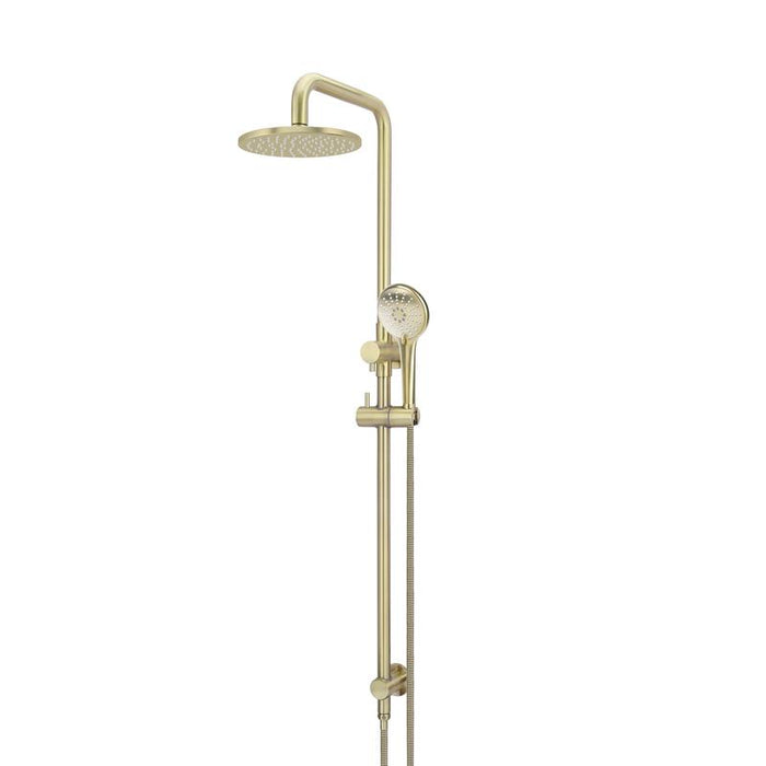 Meir Round Combination Shower Rail 200mm Rose, Three Function Hand Shower - PVD Tiger Bronze-blue-leaf-bathware