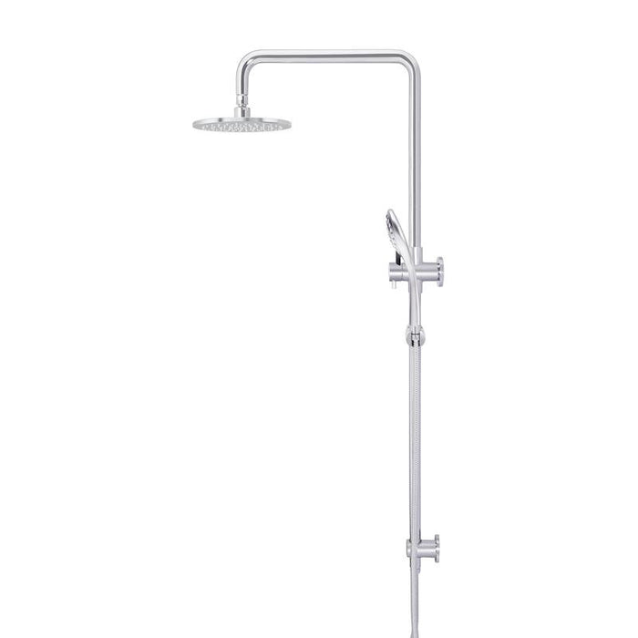 Meir Round Combination Shower Rail, 200mm Rose, Three-Function Hand Shower - Polished Chrome-blue-leaf-bathware