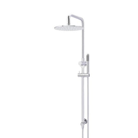 Meir Round Combination Shower Rail, 300mm Rose, Single Function Hand Shower - Polished Chrome-blue-leaf-bathware