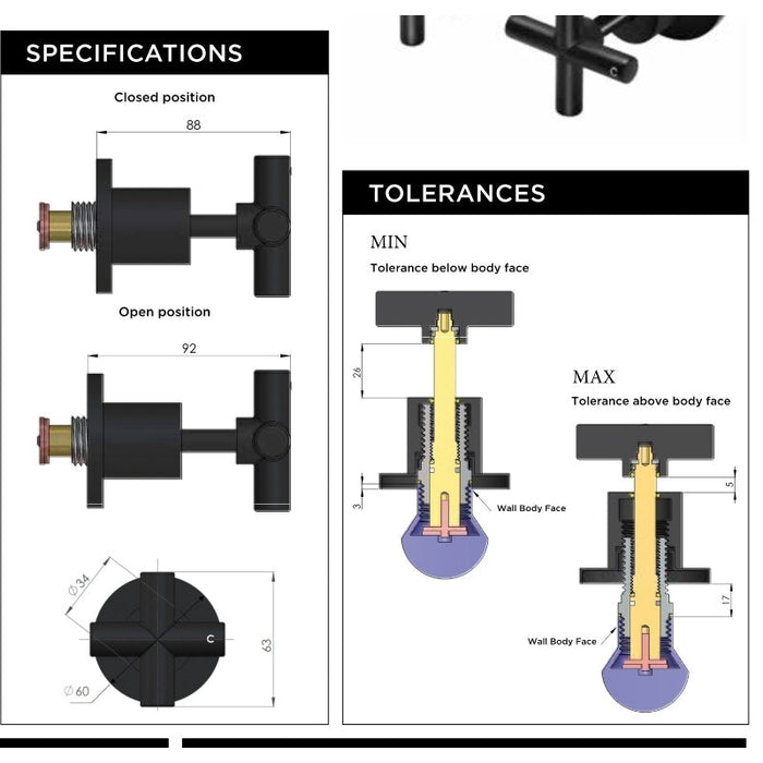 Meir Round Cross Handle Jumper Valve Wall Top Assemblies - Lustre Bronze-MW08JL-PVDBZ-blue-leaf-bathware