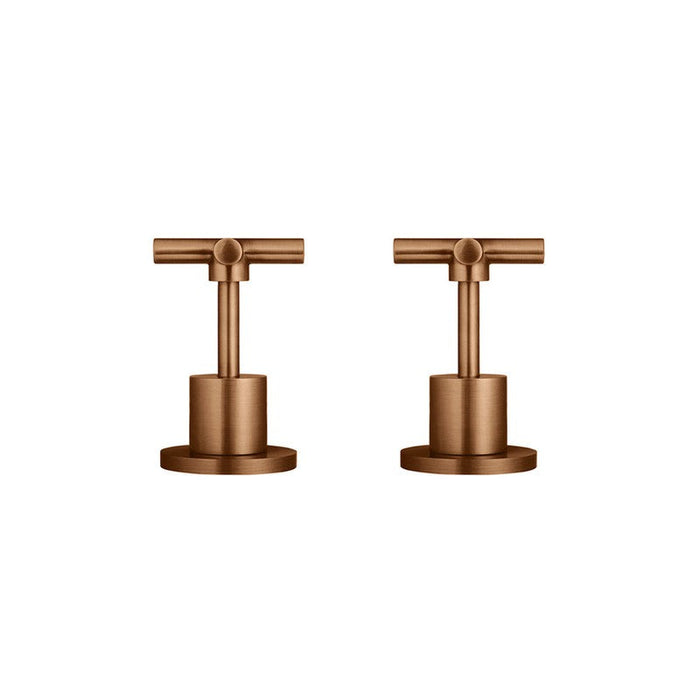 Meir Round Cross Handle Jumper Valve Wall Top Assemblies - Lustre Bronze-MW08JL-PVDBZ-blue-leaf-bathware