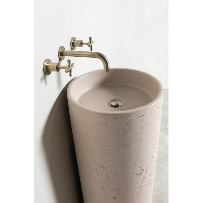 Meir Round Cross Handle Jumper Valve Wall Top Assemblies - PVD Brushed Nickel-blue-leaf-bathware