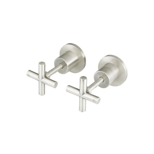 Meir Round Cross Handle Jumper Valve Wall Top Assemblies - PVD Brushed Nickel-blue-leaf-bathware