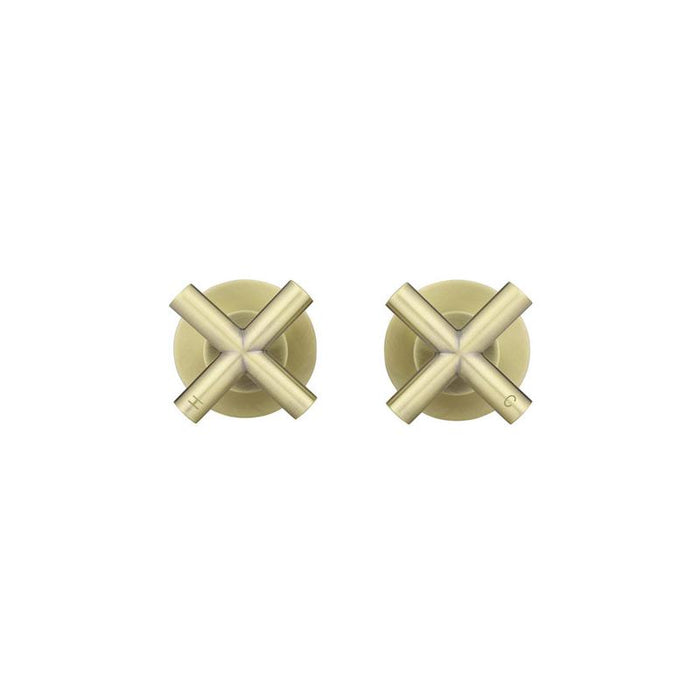 Meir Round Cross Handle Jumper Valve Wall Top Assemblies - PVD Tiger Bronze-blue-leaf-bathware