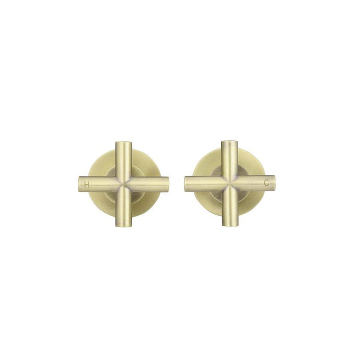 Meir Round Cross Handle Jumper Valve Wall Top Assemblies - PVD Tiger Bronze-blue-leaf-bathware