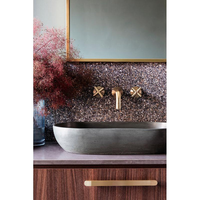 Meir Round Cross Handle Jumper Valve Wall Top Assemblies - PVD Tiger Bronze-blue-leaf-bathware