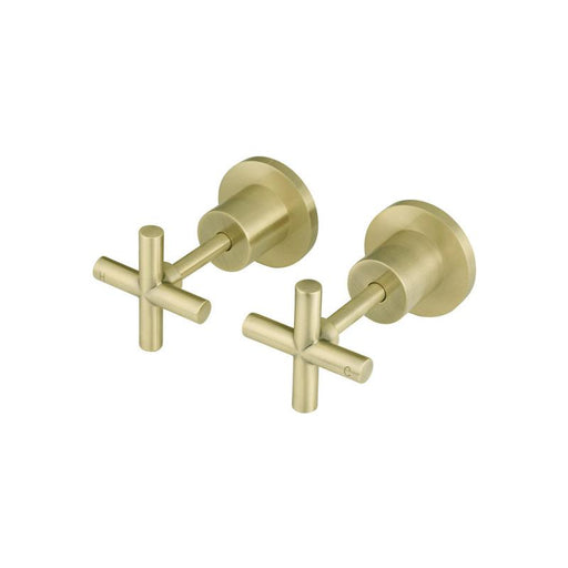 Meir Round Cross Handle Jumper Valve Wall Top Assemblies - PVD Tiger Bronze-blue-leaf-bathware