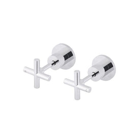 Meir Round Cross Handle Jumper Valve Wall Top Assemblies - Polished Chrome-blue-leaf-bathware