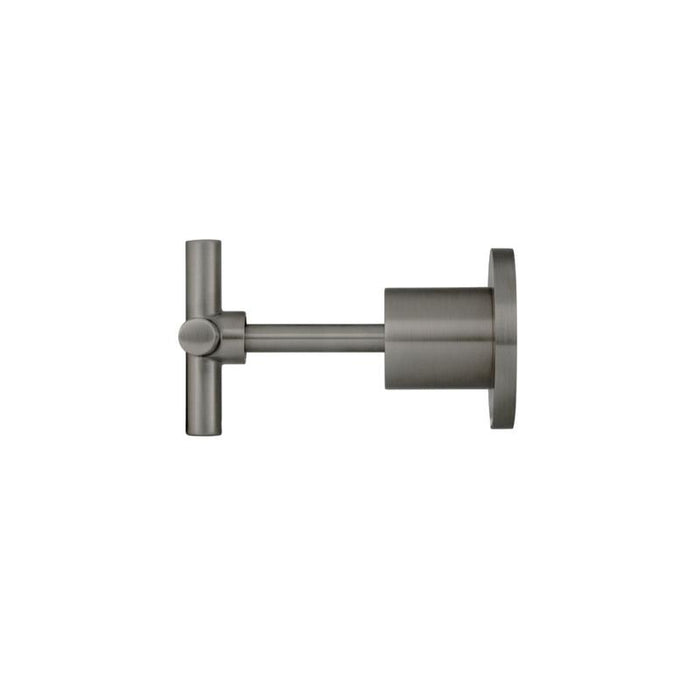 Meir Round Cross Handle Jumper Valve Wall Top Assemblies - Shadow Gunmetal-blue-leaf-bathware