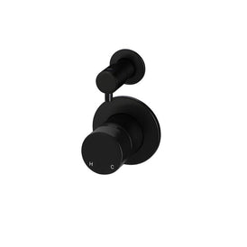 Meir Round Diverter Mixer Pinless Handle Trim Kit (In-wall Body Not Included) - Matte Black-blue-leaf-bathware