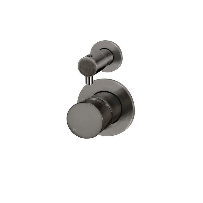 Meir Round Diverter Mixer Pinless Handle Trim Kit (In-wall Body Not Included) - Shadow Gunmetal-blue-leaf-bathware