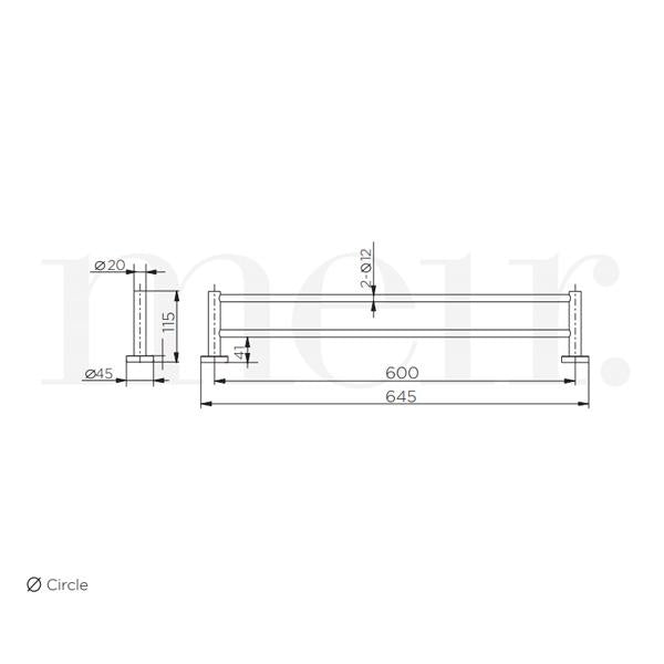 Meir Round Double Towel Rail 600mm - Chrome-MR01-R-C-blue-leaf-bathware