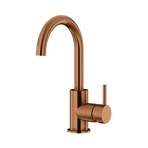 Meir Round Gooseneck Basin Mixer With Cold Start - Lustre Bronze-MB17-PVDBZ-blue-leaf-bathware