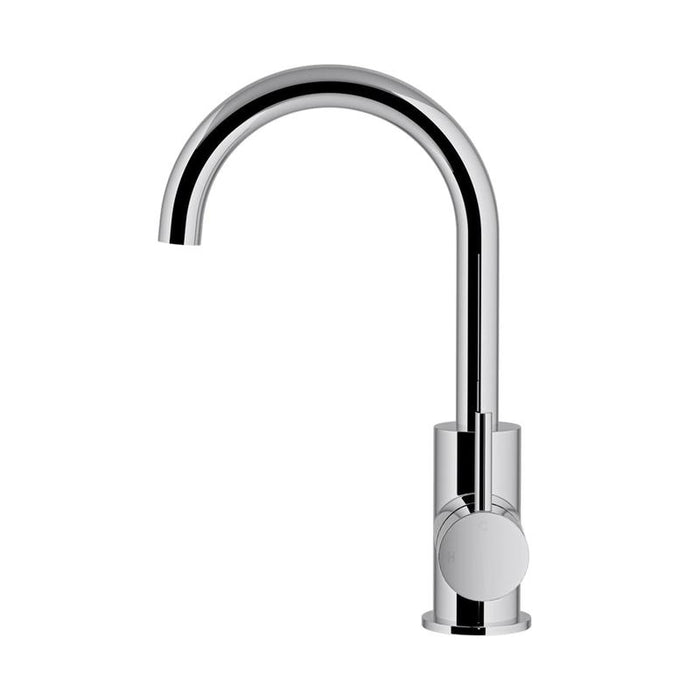 Meir Round Gooseneck Basin Mixer with Cold Start - Polished Chrome-blue-leaf-bathware