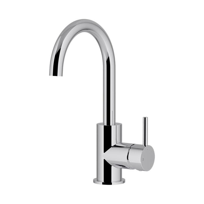 Meir Round Gooseneck Basin Mixer with Cold Start - Polished Chrome-blue-leaf-bathware