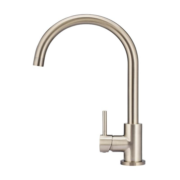 Meir Round Gooseneck Kitchen Mixer Tap - Champagne-blue-leaf-bathware