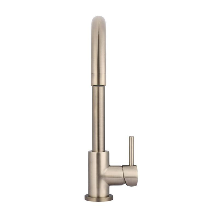 Meir Round Gooseneck Kitchen Mixer Tap - Champagne-blue-leaf-bathware