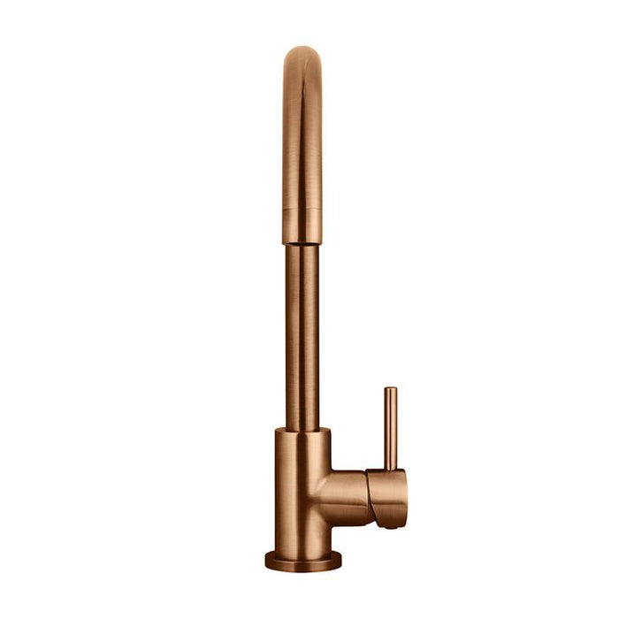 Meir Round Gooseneck Kitchen Mixer Tap - Lustre Bronze-blue-leaf-bathware