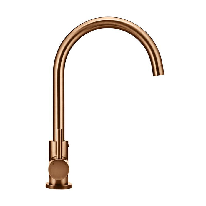 Meir Round Gooseneck Kitchen Mixer Tap - Lustre Bronze-blue-leaf-bathware