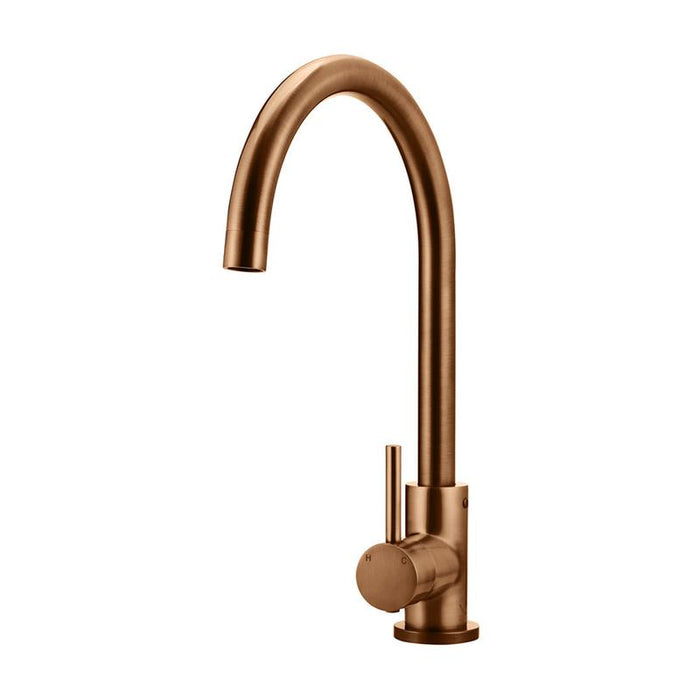 Meir Round Gooseneck Kitchen Mixer Tap - Lustre Bronze-blue-leaf-bathware