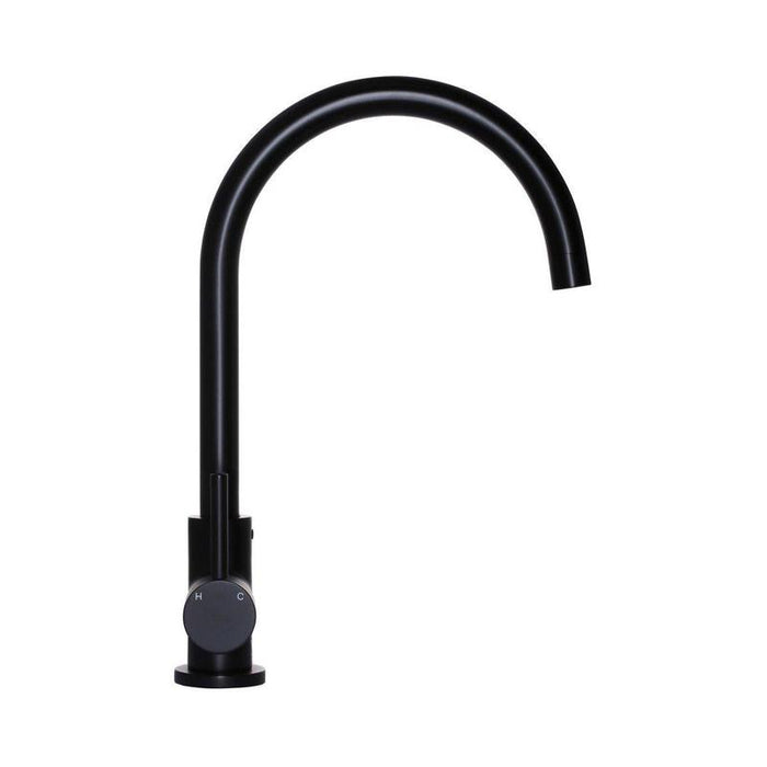 Meir Round Gooseneck Kitchen Mixer Tap - Matte Black-blue-leaf-bathware