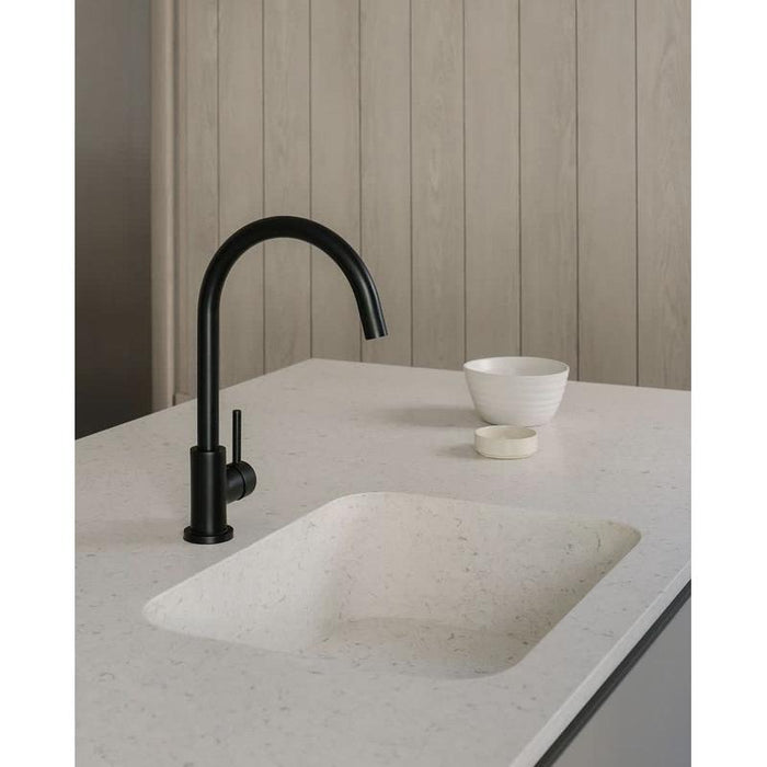 Meir Round Gooseneck Kitchen Mixer Tap - Matte Black-blue-leaf-bathware