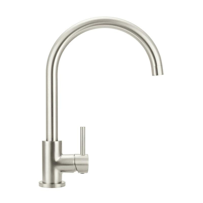 Meir Round Gooseneck Kitchen Mixer Tap - PVD Brushed Nickel-blue-leaf-bathware