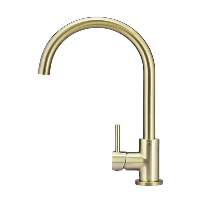 Meir Round Gooseneck Kitchen Mixer Tap - PVD Tiger Bronze-blue-leaf-bathware