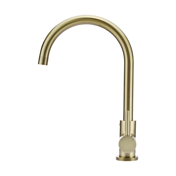 Meir Round Gooseneck Kitchen Mixer Tap - PVD Tiger Bronze-blue-leaf-bathware