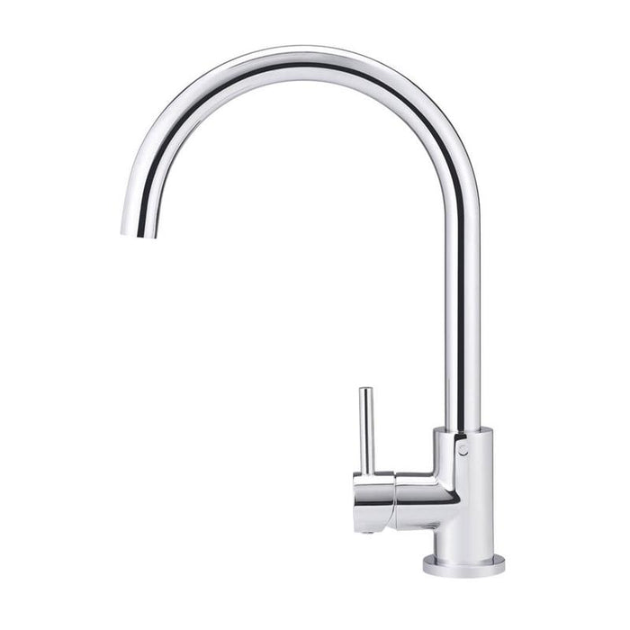 Meir Round Gooseneck Kitchen Mixer Tap - Polished Chrome-blue-leaf-bathware