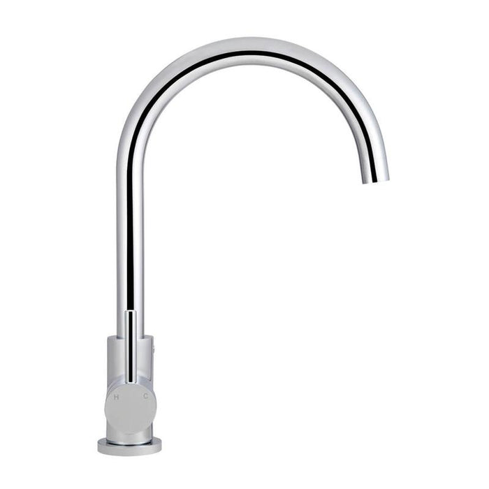 Meir Round Gooseneck Kitchen Mixer Tap - Polished Chrome-blue-leaf-bathware