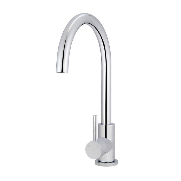 Meir Round Gooseneck Kitchen Mixer Tap - Polished Chrome-blue-leaf-bathware