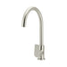 Meir Round Gooseneck Kitchen Mixer Tap with Paddle Handle - PVD Brushed Nickel-blue-leaf-bathware