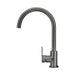 Meir Round Gooseneck Kitchen Mixer Tap with Paddle Handle - Shadow Gunmetal-blue-leaf-bathware