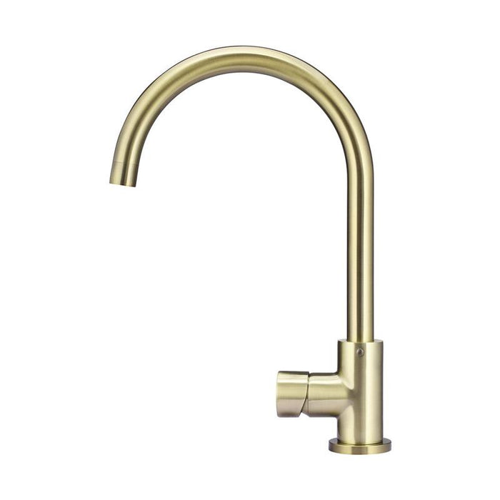 Meir Round Gooseneck Kitchen Mixer Tap with Pinless Handle - PVD Tiger Bronze-blue-leaf-bathware