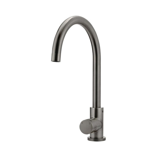 Meir Round Gooseneck Kitchen Mixer Tap with Pinless Handle - Shadow Gunmetal-blue-leaf-bathware