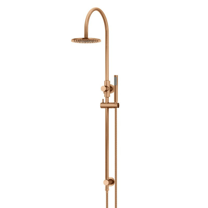 Meir Round Gooseneck Shower Set With 200mm Rose, Single-Function Hand Shower - Lustre Bronze-MZ0904-R-PVDBZ-blue-leaf-bathware