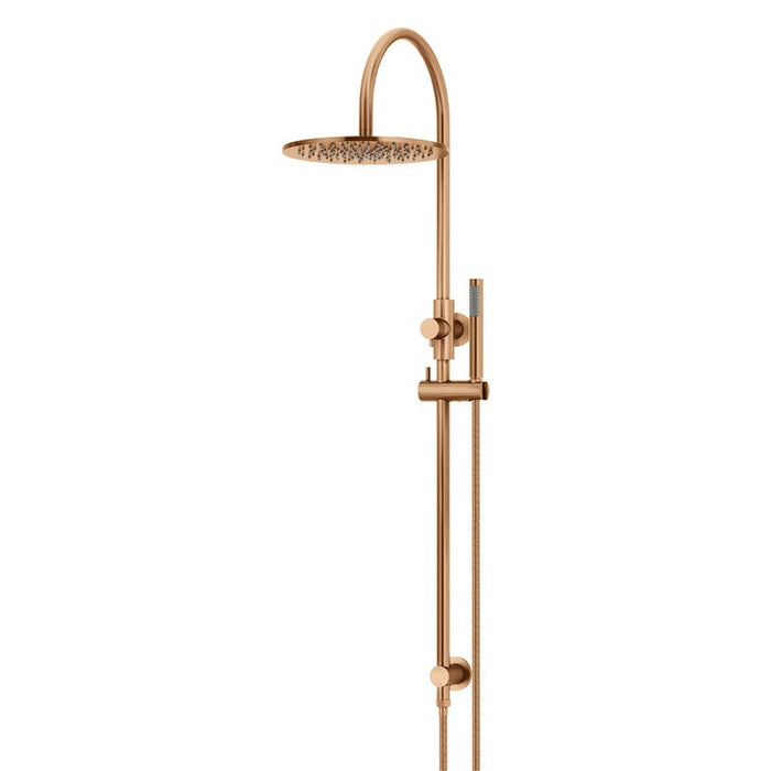 Meir Round Gooseneck Shower Set With 300mm Rose, Single-Function Hand Shower - Lustre Bronze-MZ0906-R-PVDBZ-blue-leaf-bathware