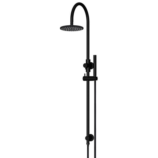 Meir Round Gooseneck Shower Set with 200mm rose, Single-Function Hand Shower - Matte Black-blue-leaf-bathware