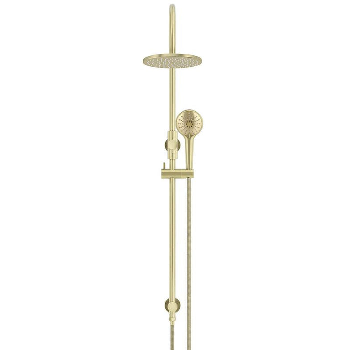 Meir Round Gooseneck Shower Set with 200mm rose, Three-Function Hand Shower - PVD Tiger Bronze-blue-leaf-bathware