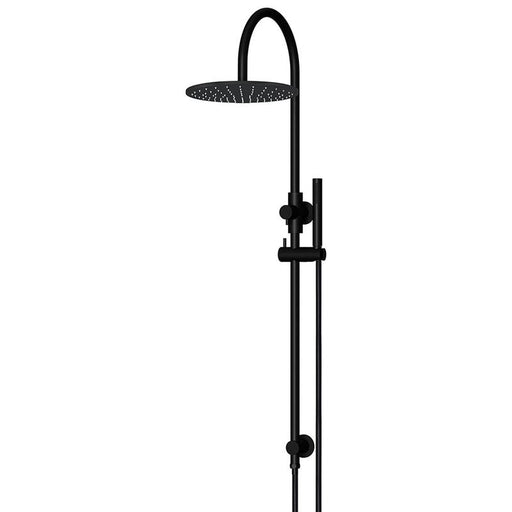 Meir Round Gooseneck Shower Set with 300mm rose, Single-Function Hand Shower - Matte Black-blue-leaf-bathware