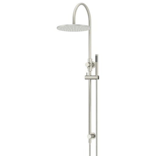 Meir Round Gooseneck Shower Set with 300mm rose, Single-Function Hand Shower - PVD Brushed Nickel-blue-leaf-bathware